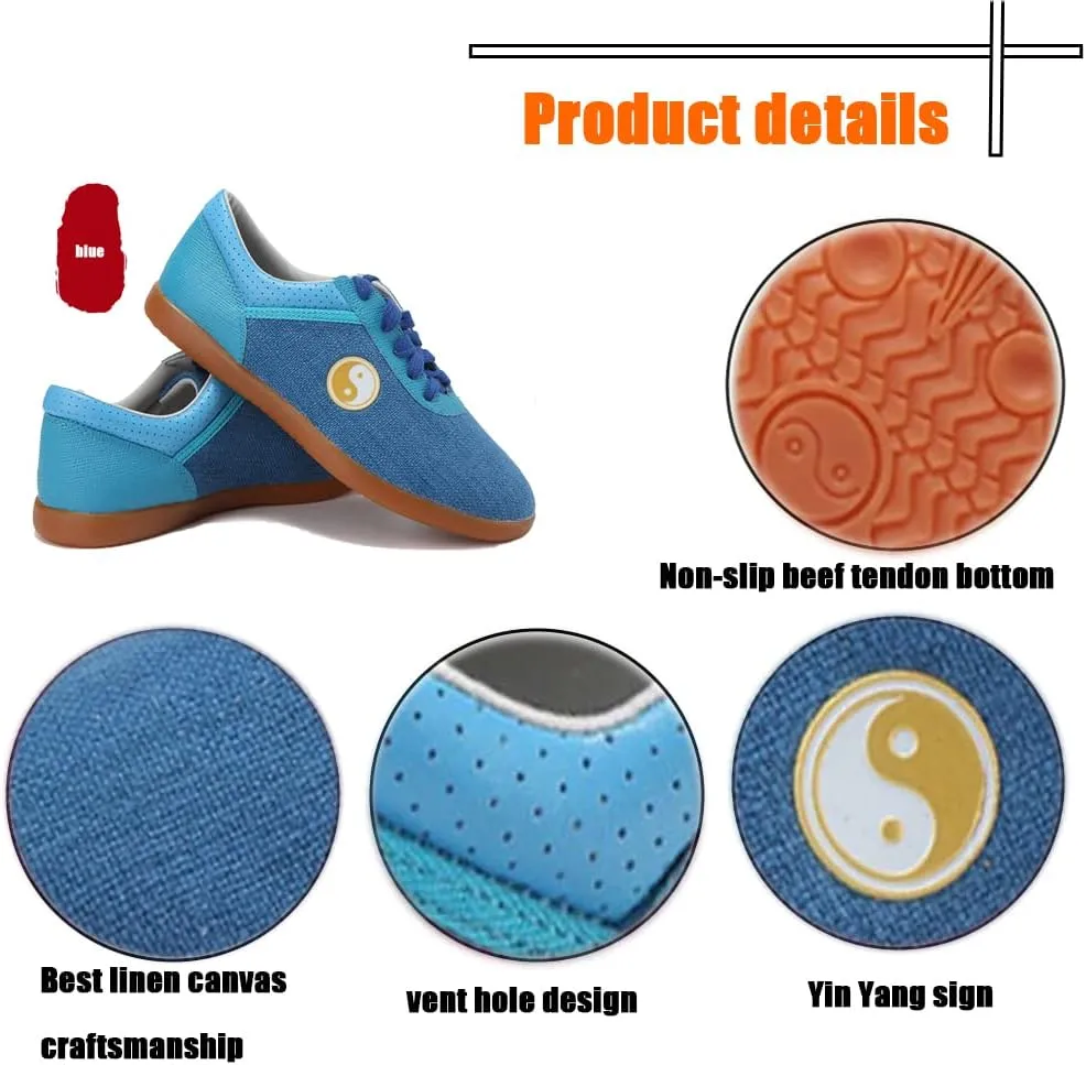 Unisex Martial Art Kung Fu Tai Chi Rubber Shoes,Traditional Kung Fu Tai Chi Wushu Shaolin Qi Gong Beijing Trainer Wing Chun Slipper Sneaker Footwear for Men Women,