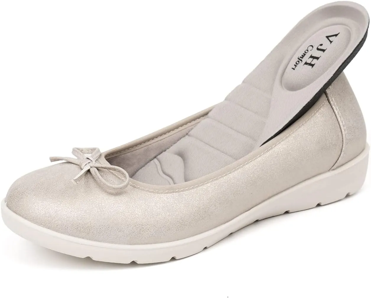 VJH confort Womens Ballet Flats Round Toe Slip-On Comfortable Dress Pump Walking Shoes