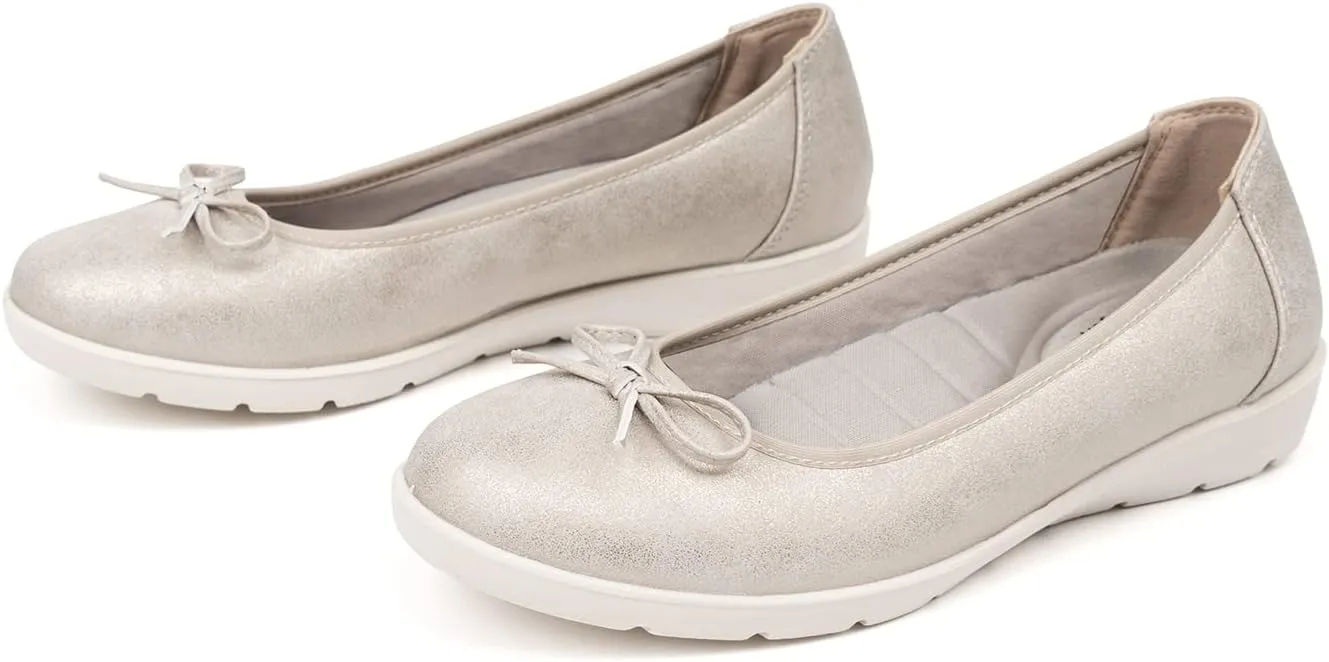 VJH confort Womens Ballet Flats Round Toe Slip-On Comfortable Dress Pump Walking Shoes