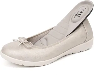 VJH confort Womens Ballet Flats Round Toe Slip-On Comfortable Dress Pump Walking Shoes
