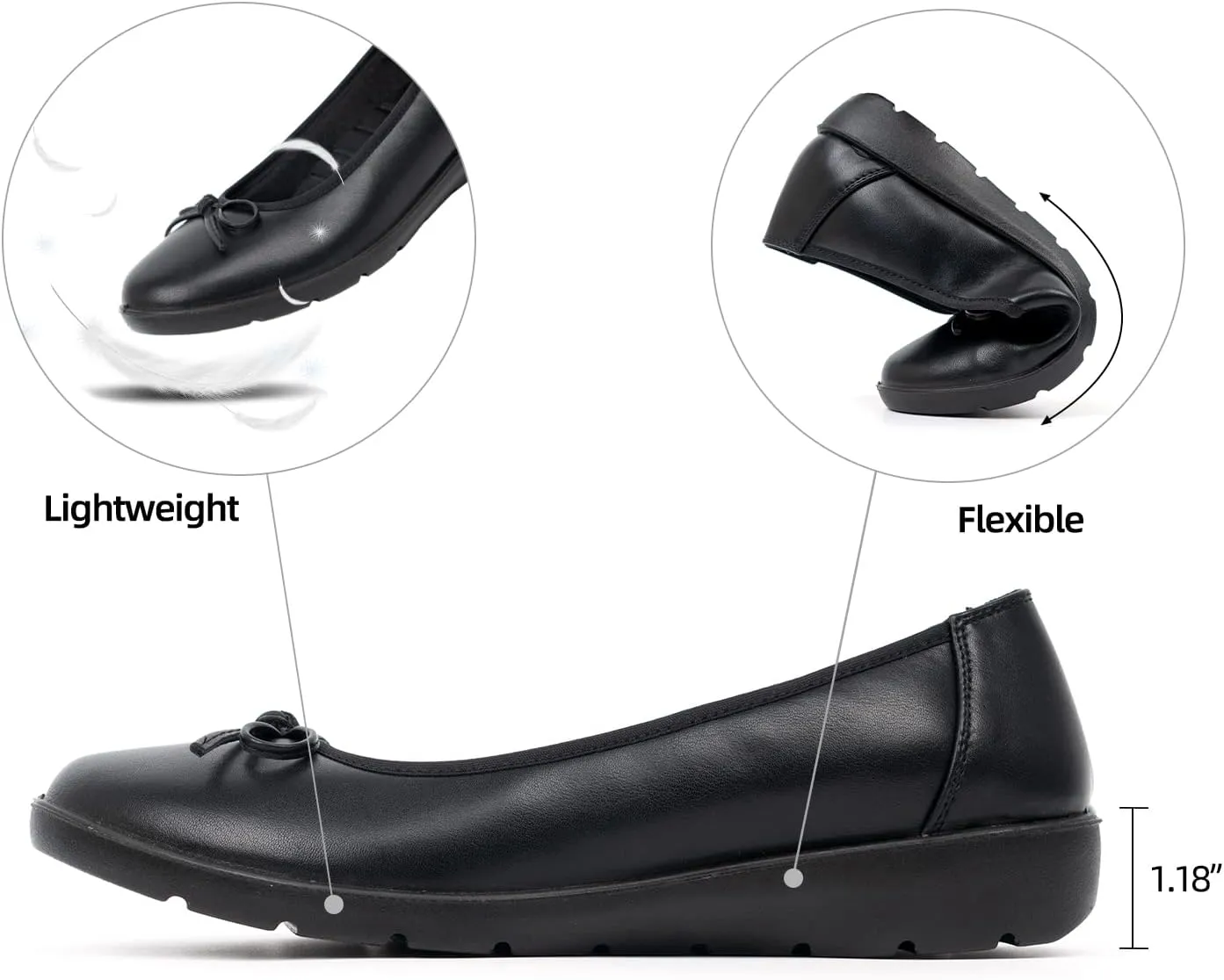 VJH confort Womens Ballet Flats Round Toe Slip-On Comfortable Dress Pump Walking Shoes