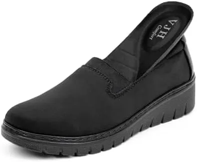 VJH confort Women’s Loafers Round Toe Slip on Comfort Arch Support Walking Shoes