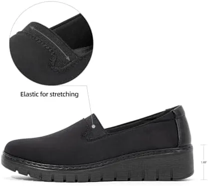 VJH confort Women’s Loafers Round Toe Slip on Comfort Arch Support Walking Shoes