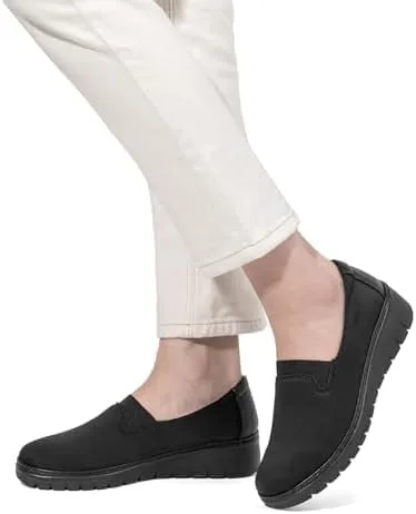 VJH confort Women’s Loafers Round Toe Slip on Comfort Arch Support Walking Shoes