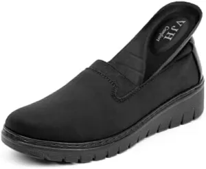 VJH confort Women’s Loafers Round Toe Slip on Comfort Arch Support Walking Shoes