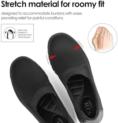 VJH confort Women’s Loafers Round Toe Slip on Comfort Arch Support Walking Shoes