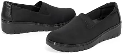 VJH confort Women’s Loafers Round Toe Slip on Comfort Arch Support Walking Shoes