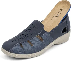 VJH confort Women’s Loafers, Slip-on Round Toe Light Weight Comfort Casual Walking Shoes(Navy,7.5)