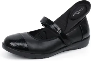 VJH confort Womens Mary Jane Flats Comfortable Round Toe Arch Support Walking Shoes