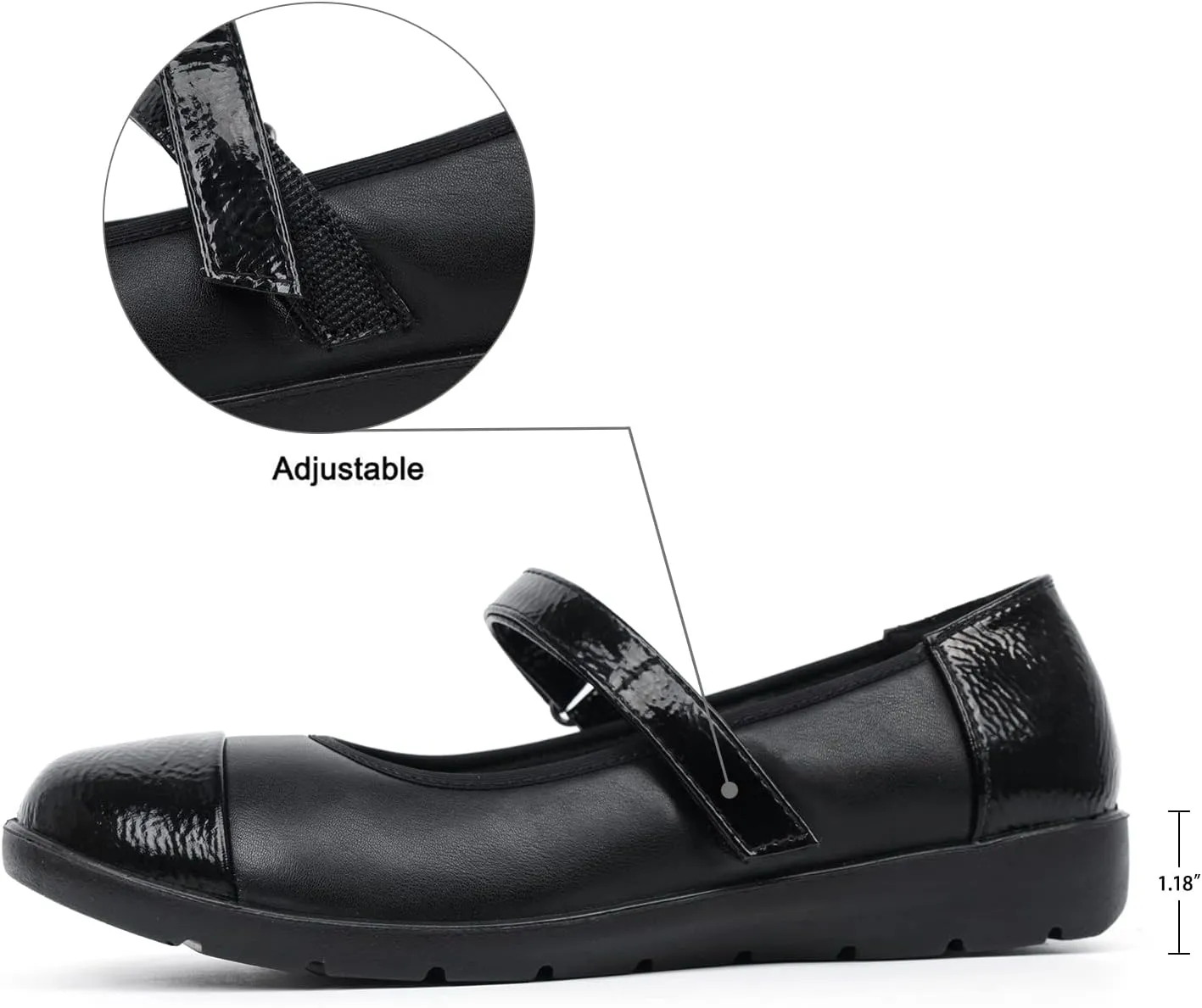 VJH confort Womens Mary Jane Flats Comfortable Round Toe Arch Support Walking Shoes