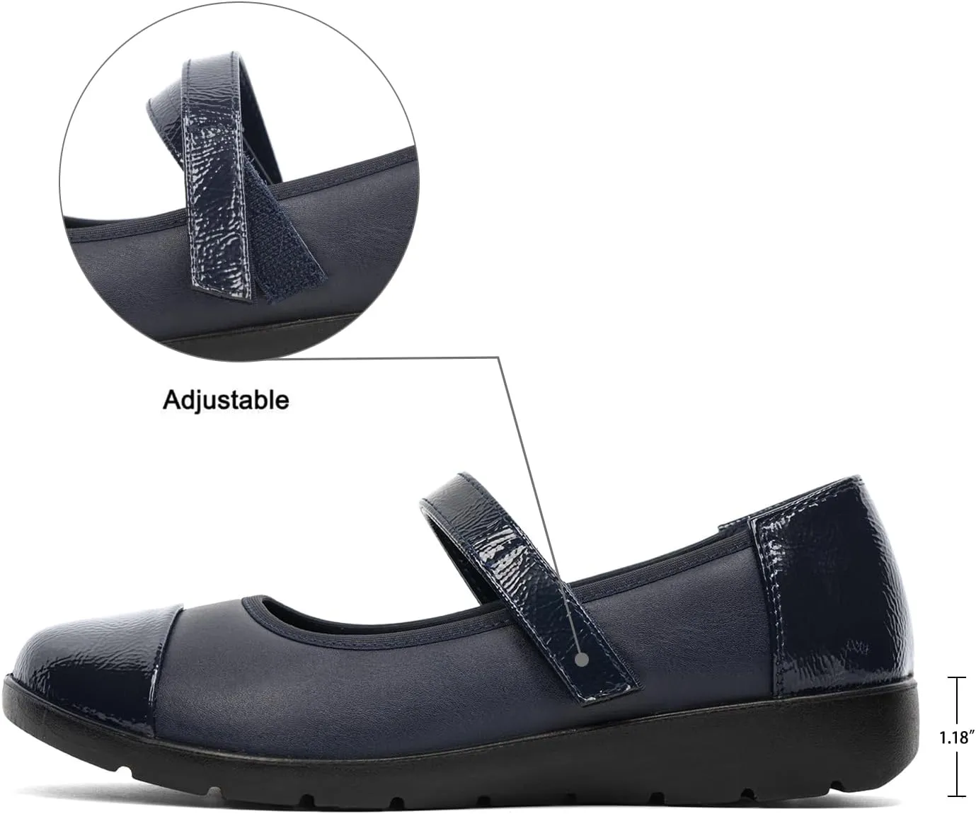 VJH confort Womens Mary Jane Flats Comfortable Round Toe Arch Support Walking Shoes
