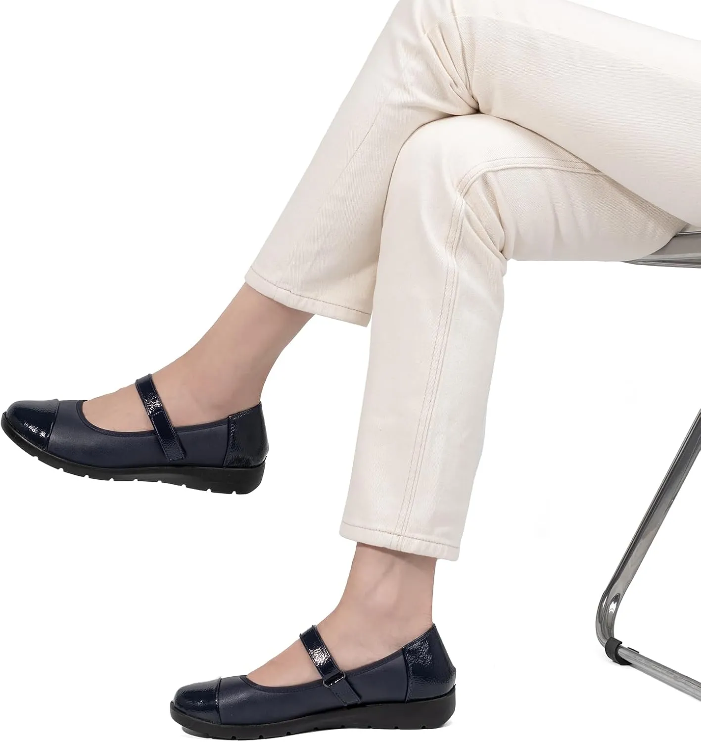 VJH confort Womens Mary Jane Flats Comfortable Round Toe Arch Support Walking Shoes