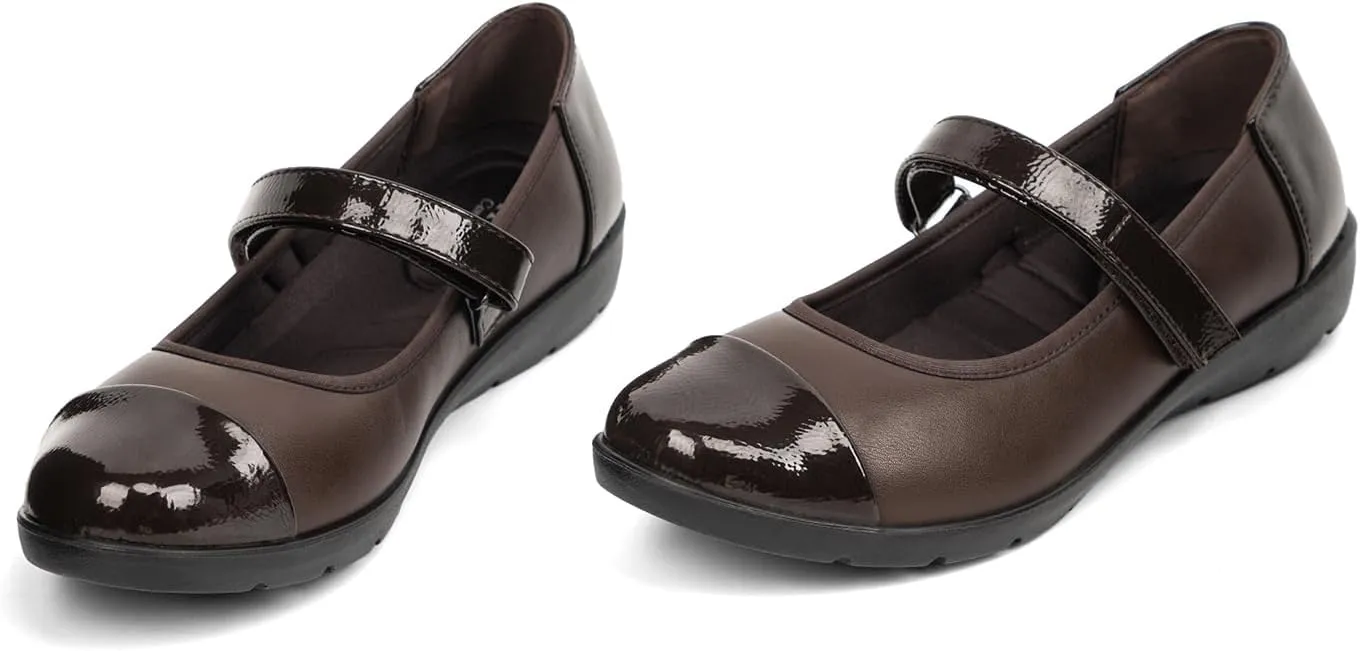 VJH confort Women’s Mary Jane Flats Comfortable Round Toe Arch Support Walking Shoes