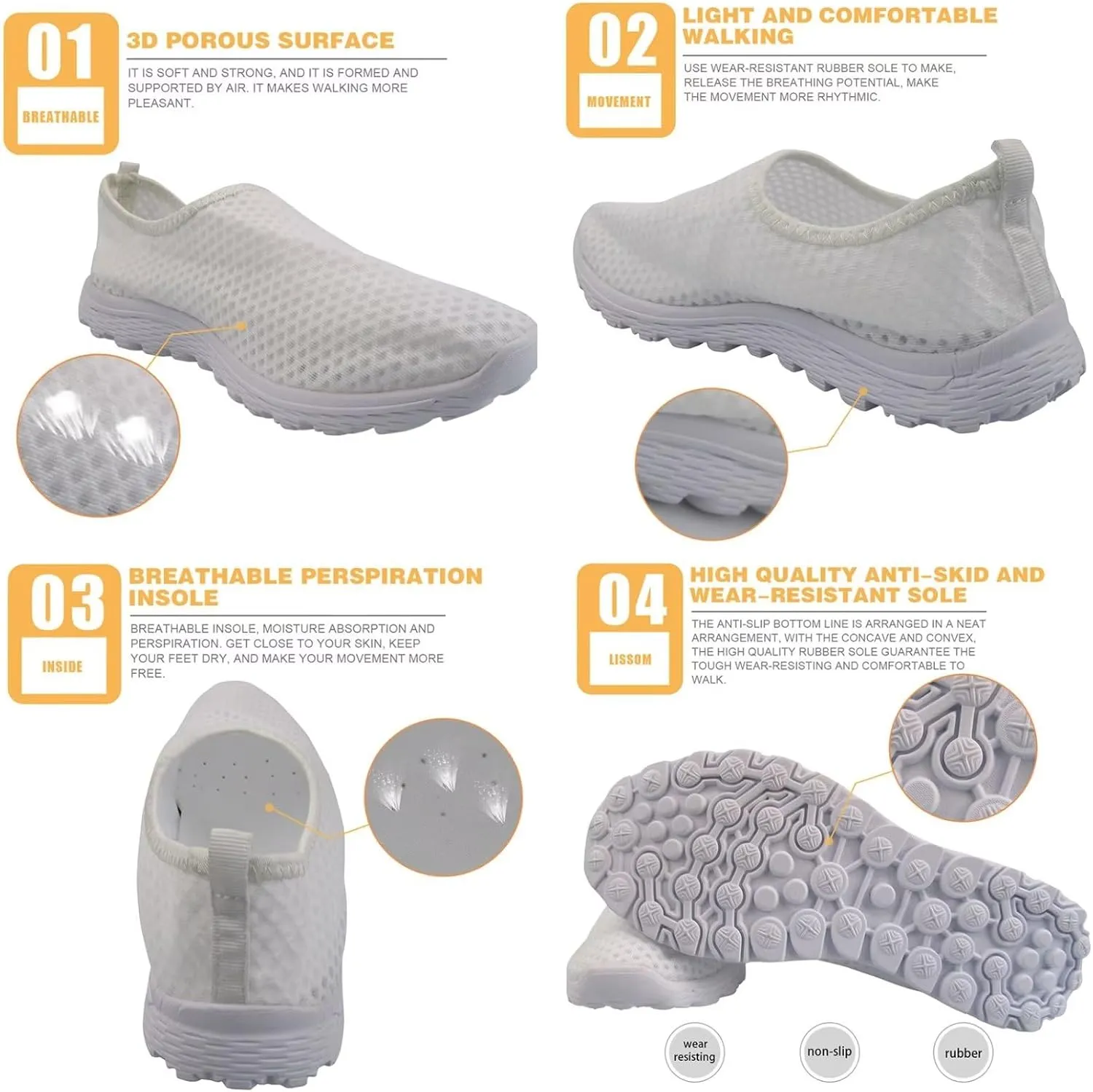 Walking Shoes for Women Men Sports Sneaker Flat Mesh Shoes Breathable Trainers
