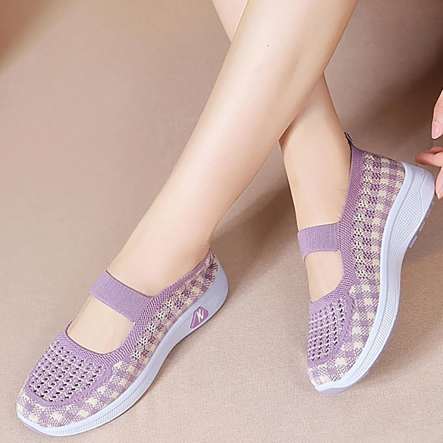 Walking Shoes for Women Woven Orthopedic Sneakers Breathable Soft Shoes Arch Support Outdoor Workout Shoes