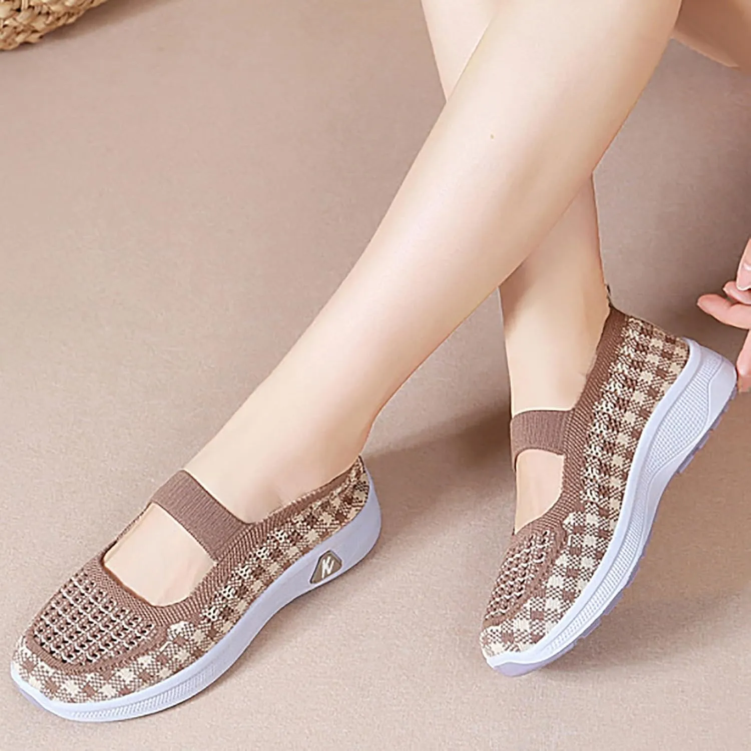 Walking Shoes for Women Woven Orthopedic Sneakers Breathable Soft Shoes Arch Support Outdoor Workout Shoes