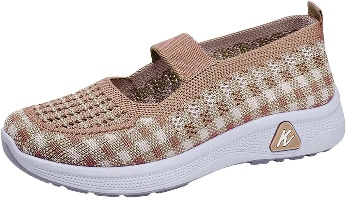 Walking Shoes for Women Woven Orthopedic Sneakers Breathable Soft Shoes Arch Support Outdoor Workout Shoes