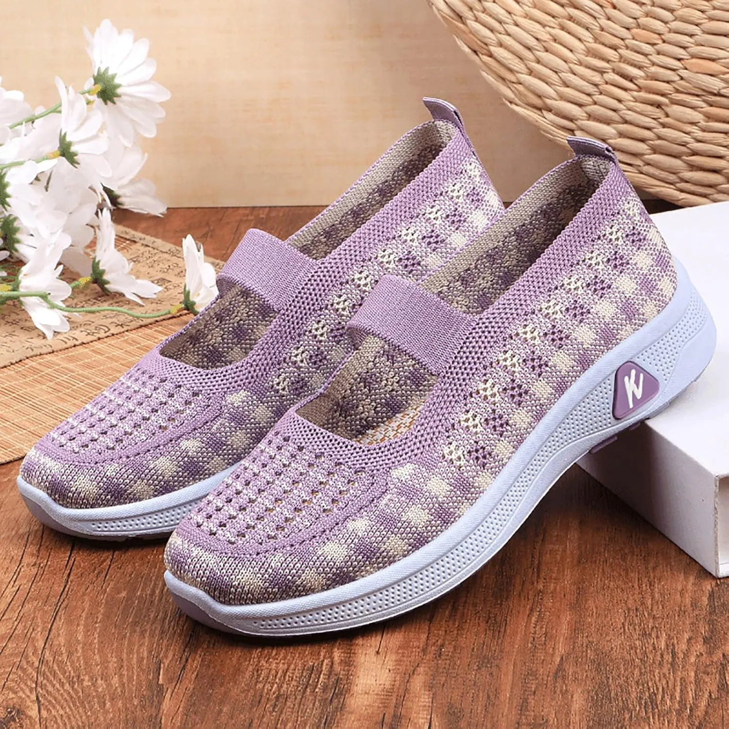 Walking Shoes for Women Woven Orthopedic Sneakers Breathable Soft Shoes Arch Support Outdoor Workout Shoes