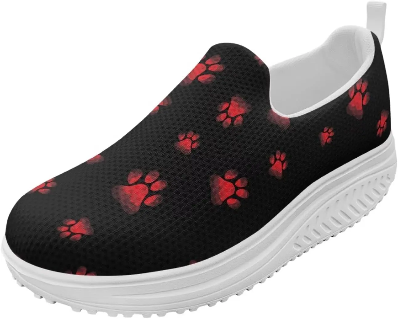 Women Platform Loafers Sneaker Dog Paws Pattern Lightweight Mesh Shoes Vacation Outdoor Sneakers