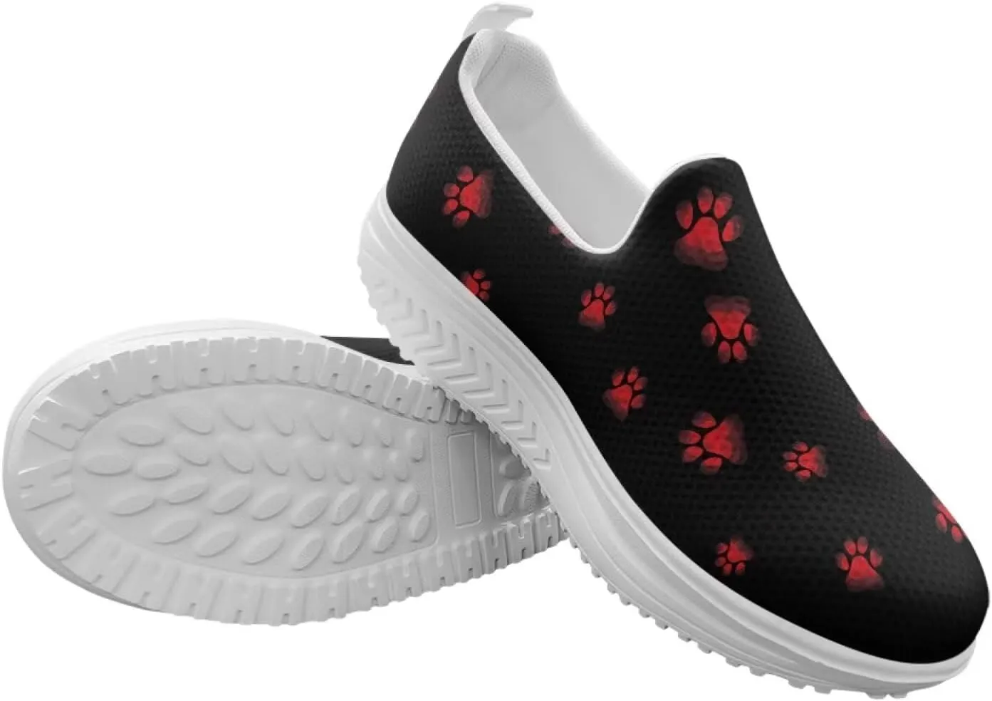 Women Platform Loafers Sneaker Dog Paws Pattern Lightweight Mesh Shoes Vacation Outdoor Sneakers
