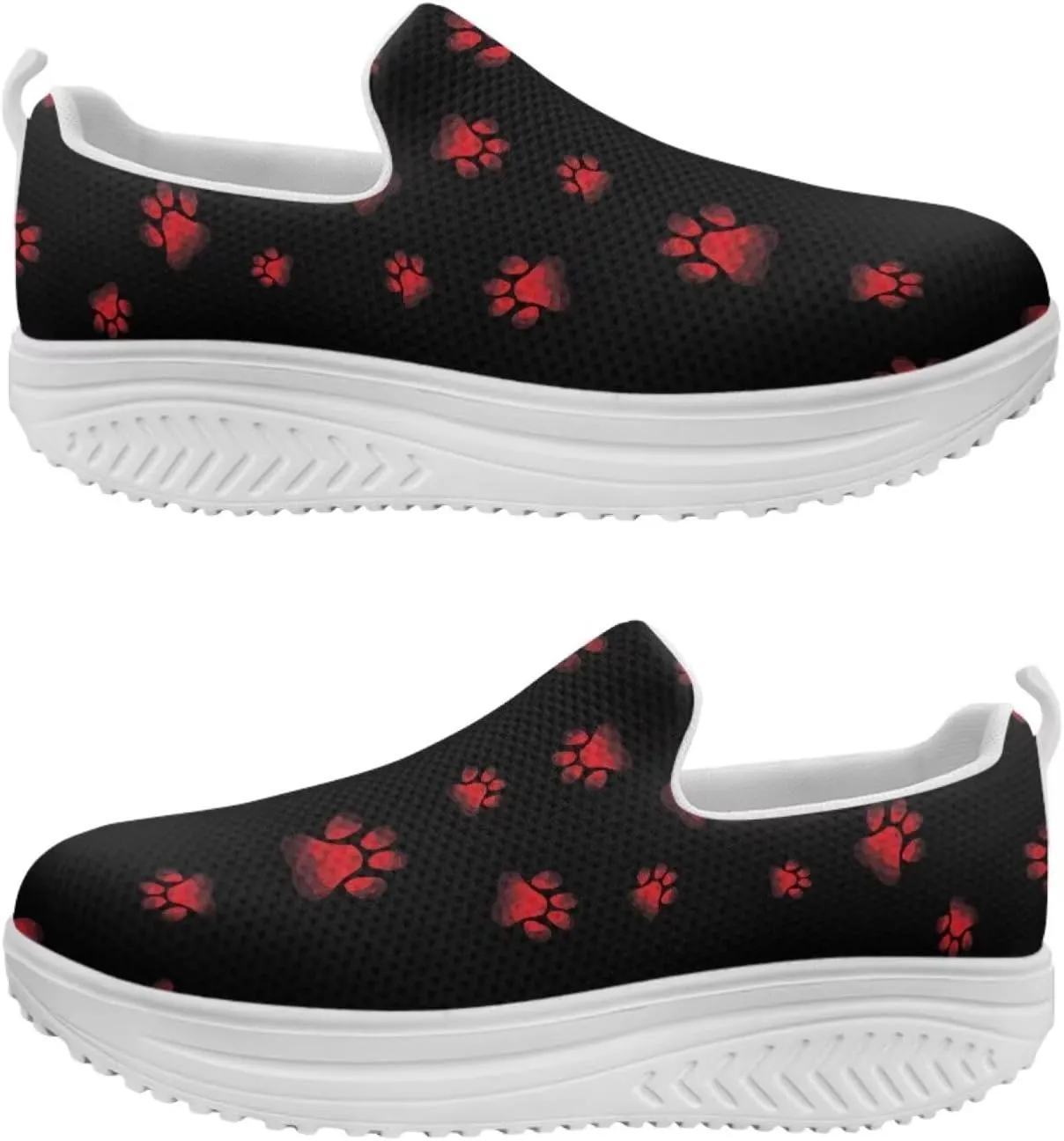 Women Platform Loafers Sneaker Dog Paws Pattern Lightweight Mesh Shoes Vacation Outdoor Sneakers