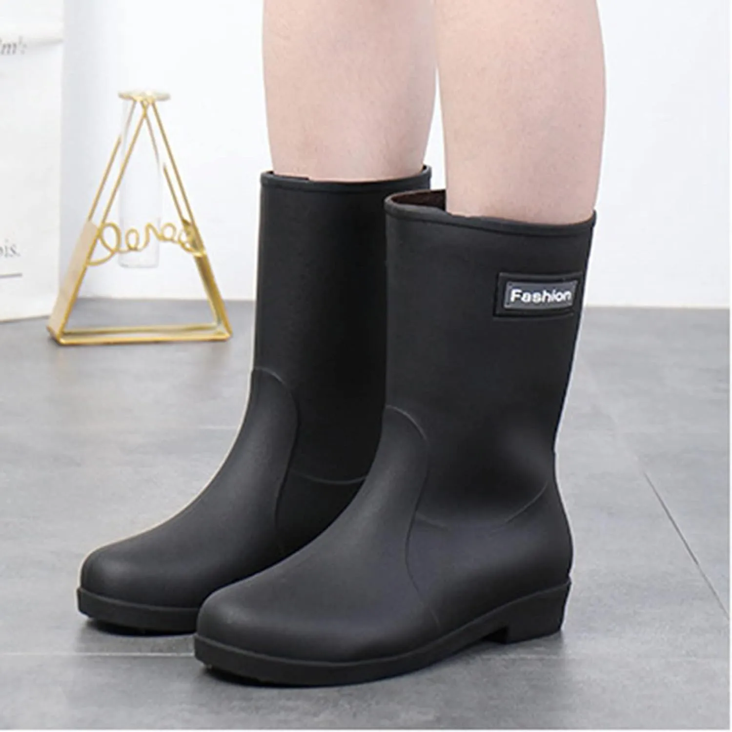 Women Short Rain Boots for Womens Ankle Rainboot Slip On Garden Boot Rubber Shoes Womens Long Rain Boots