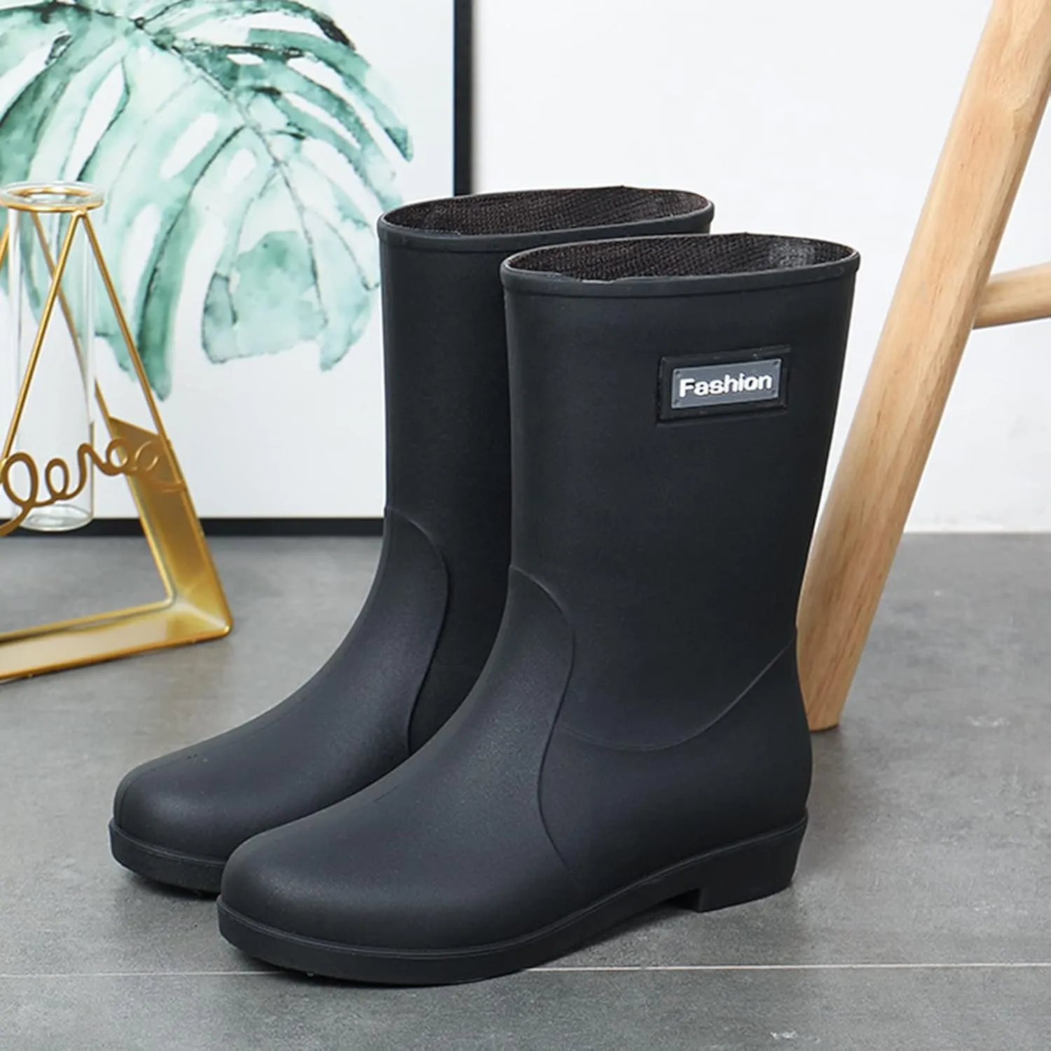 Women Short Rain Boots for Womens Ankle Rainboot Slip On Garden Boot Rubber Shoes Womens Long Rain Boots