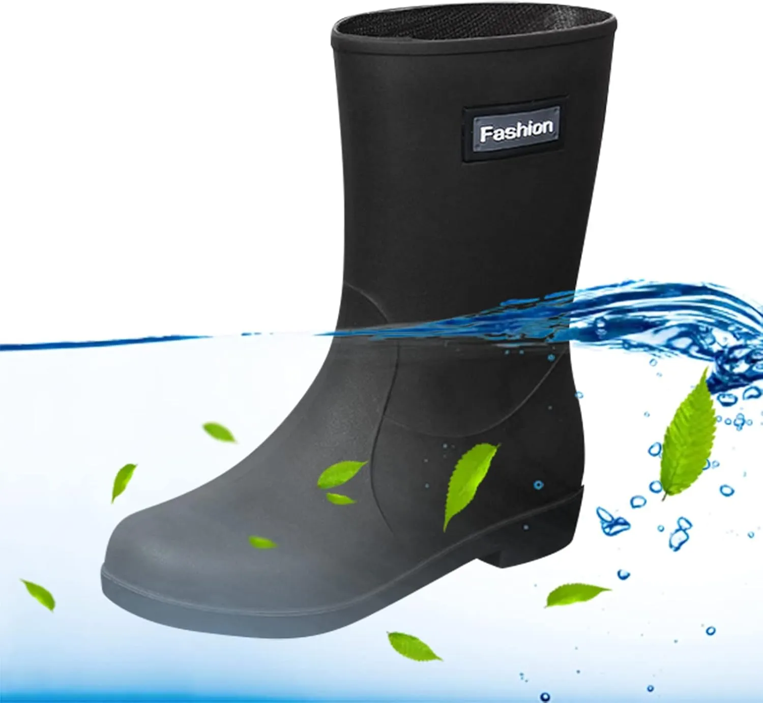 Women Short Rain Boots for Womens Ankle Rainboot Slip On Garden Boot Rubber Shoes Womens Long Rain Boots
