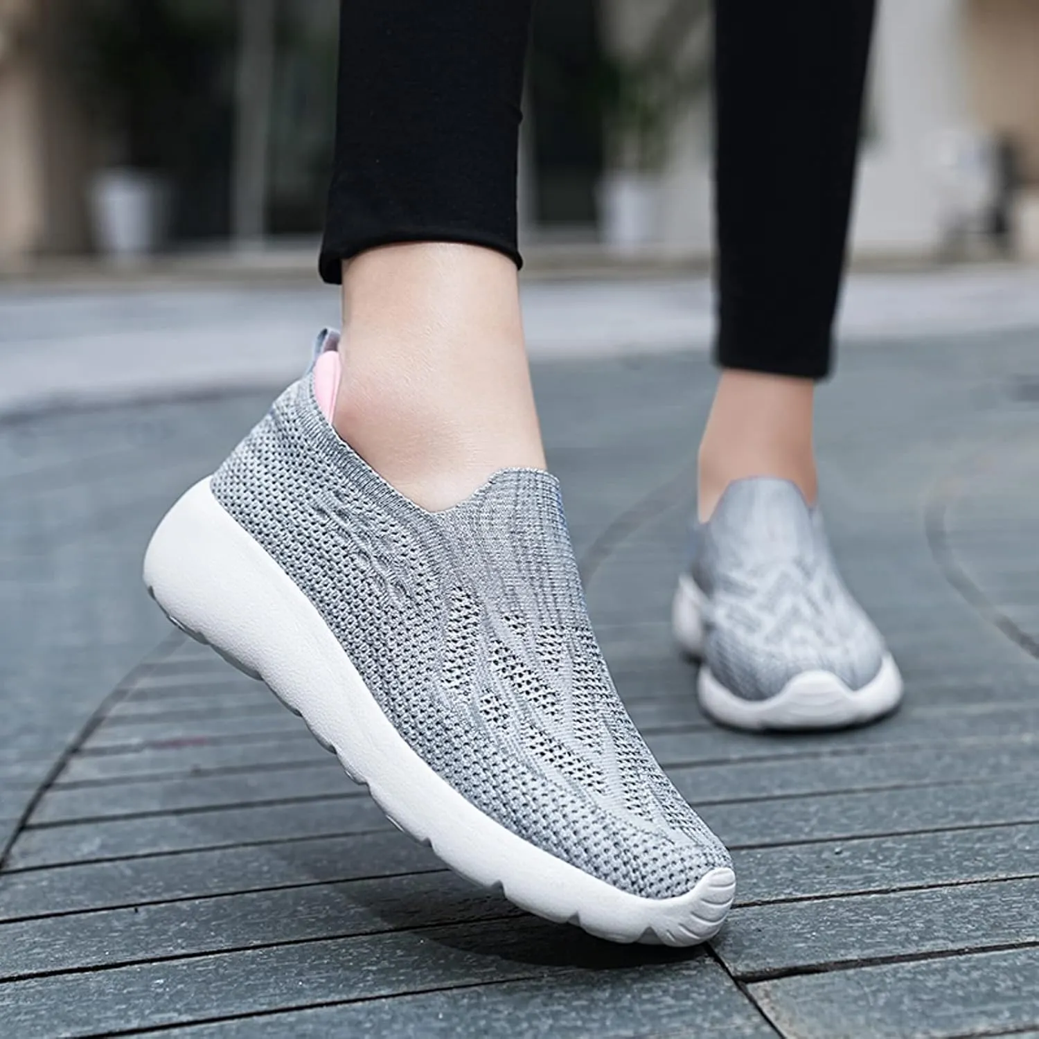 Women Sneakers Fashionable Simple and Solid Color Mesh Breathable The New Summer Style Comfortable Thick (Grey, 7)