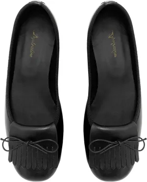 Women Tassel Loafer Flats with Bow Square Closed Toe Slip On Ballet Flats Wingtip Bow-Knot Flat Loafers Matte Leather Office Work Flats Ladies Girls Club Driver Flats Dressy Cute 4-11 M US
