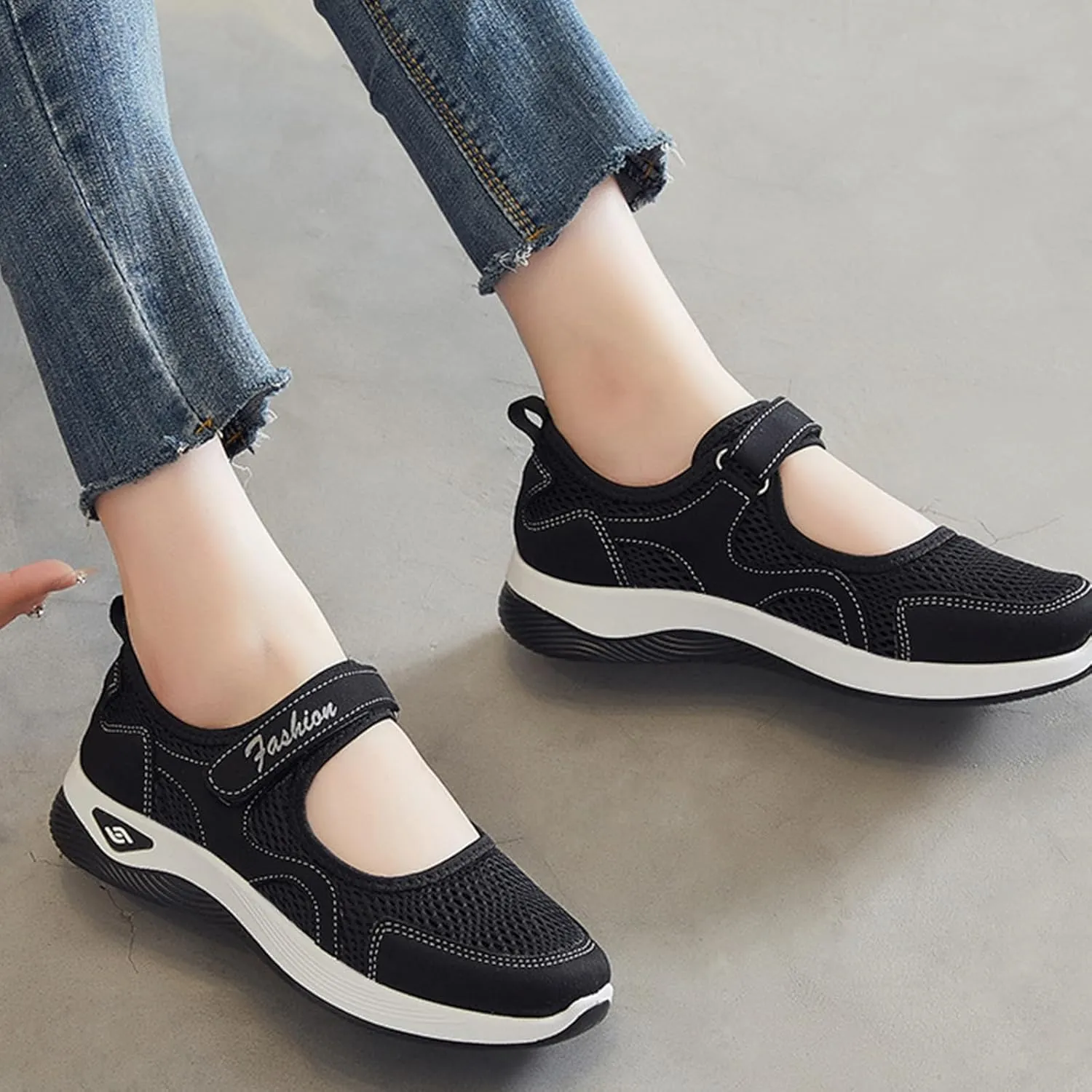 Women's Comfortable Working Nurse Shoes Closed Toe Non Slip Orthopedic Adjustable Sport Mesh Shoes