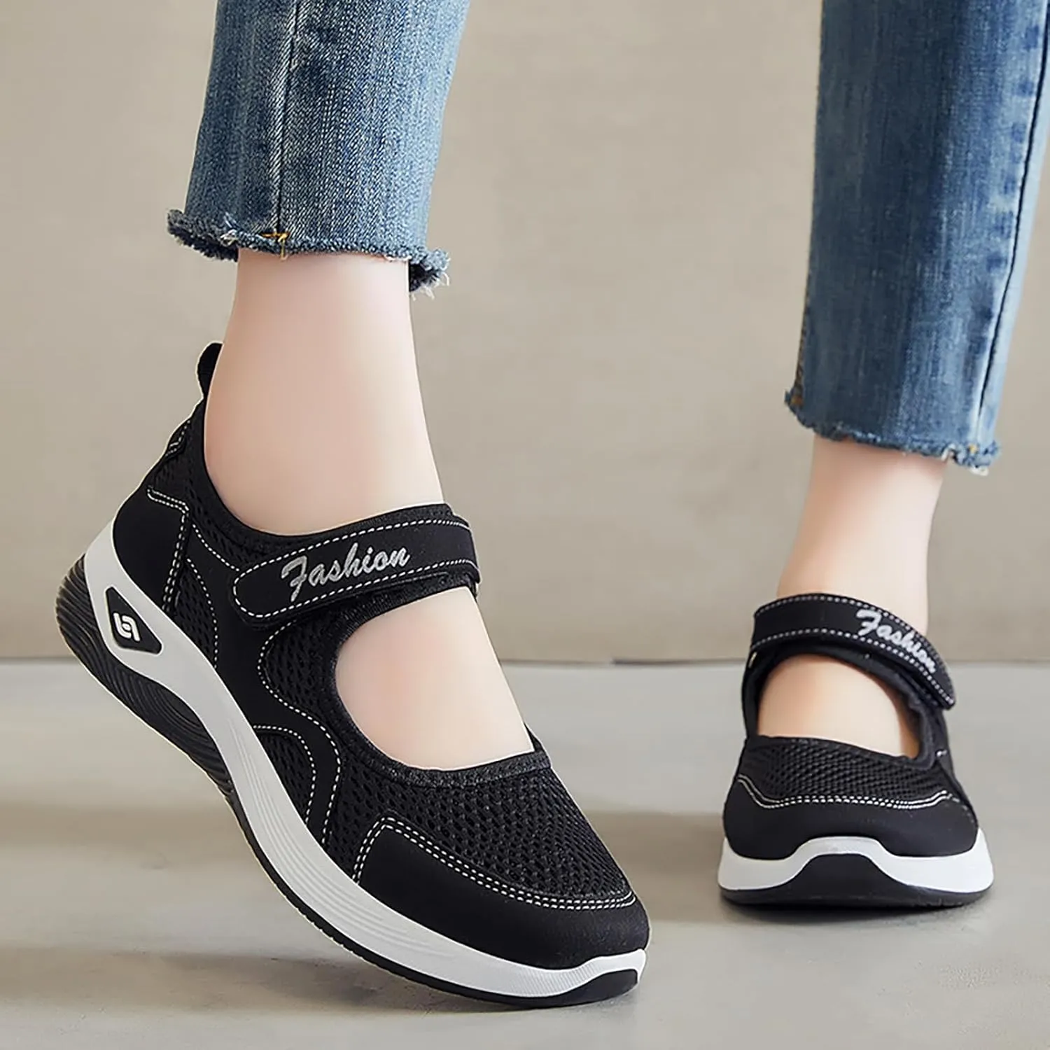 Women's Comfortable Working Nurse Shoes Closed Toe Non Slip Orthopedic Adjustable Sport Mesh Shoes
