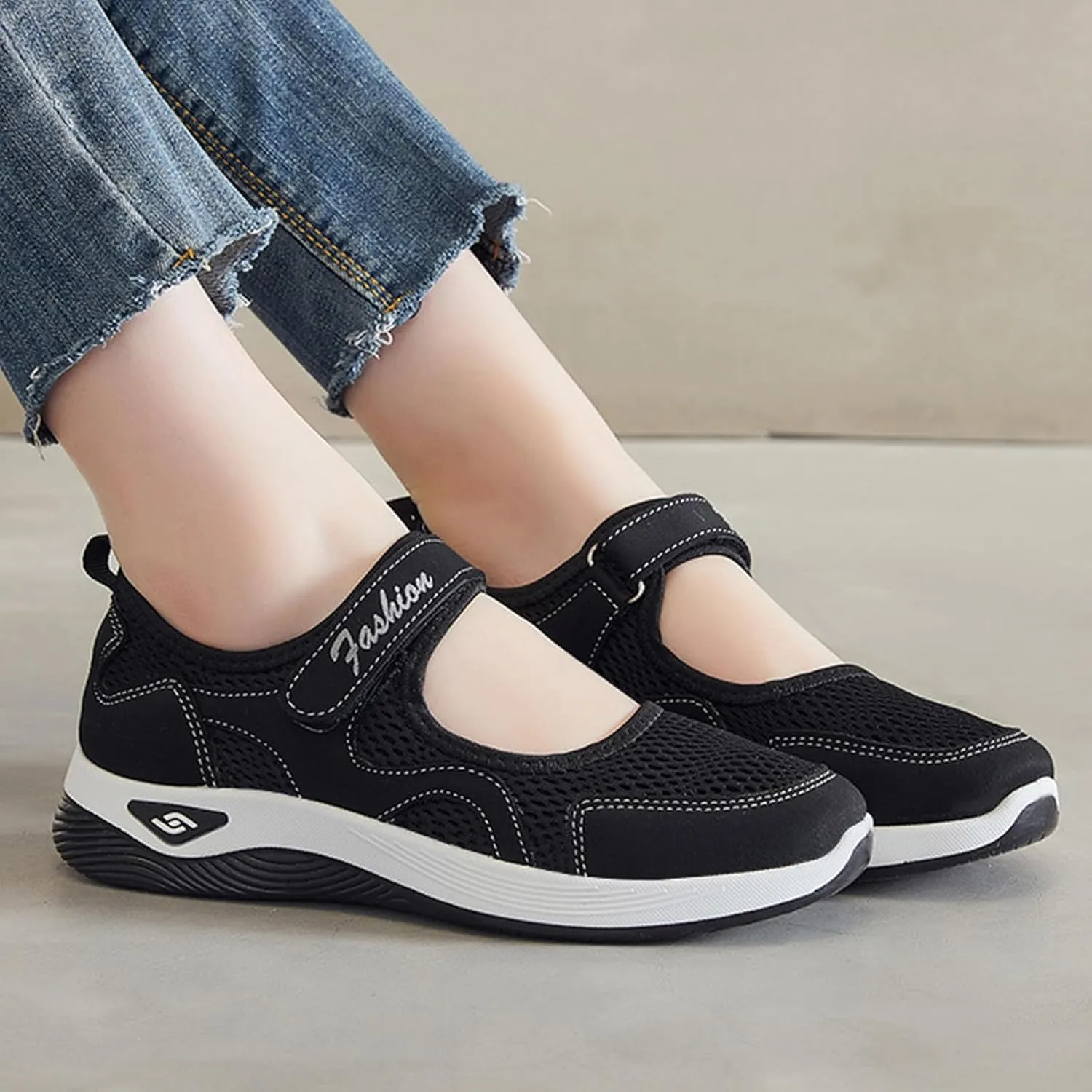 Women's Comfortable Working Nurse Shoes Closed Toe Non Slip Orthopedic Adjustable Sport Mesh Shoes