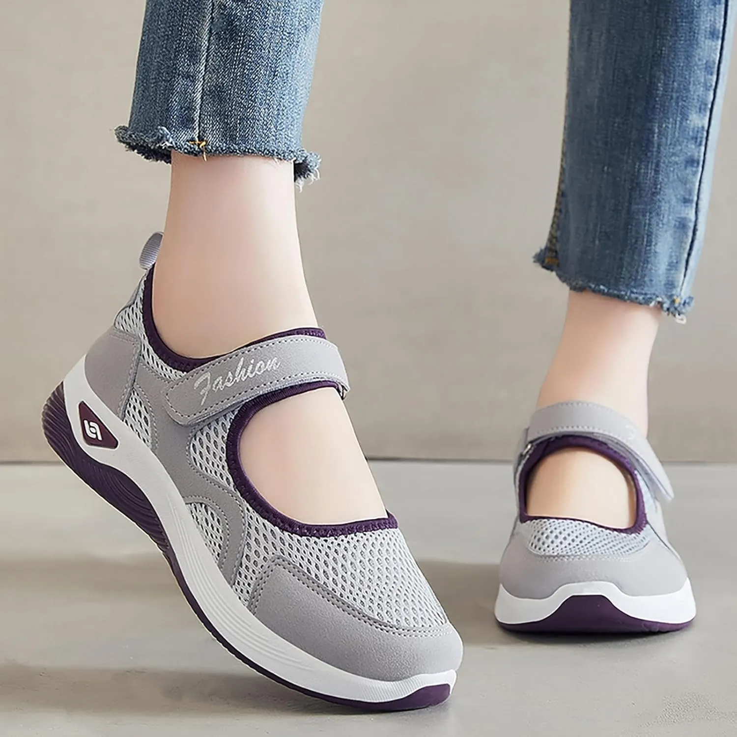 Women's Comfortable Working Nurse Shoes Closed Toe Non Slip Orthopedic Adjustable Sport Mesh Shoes