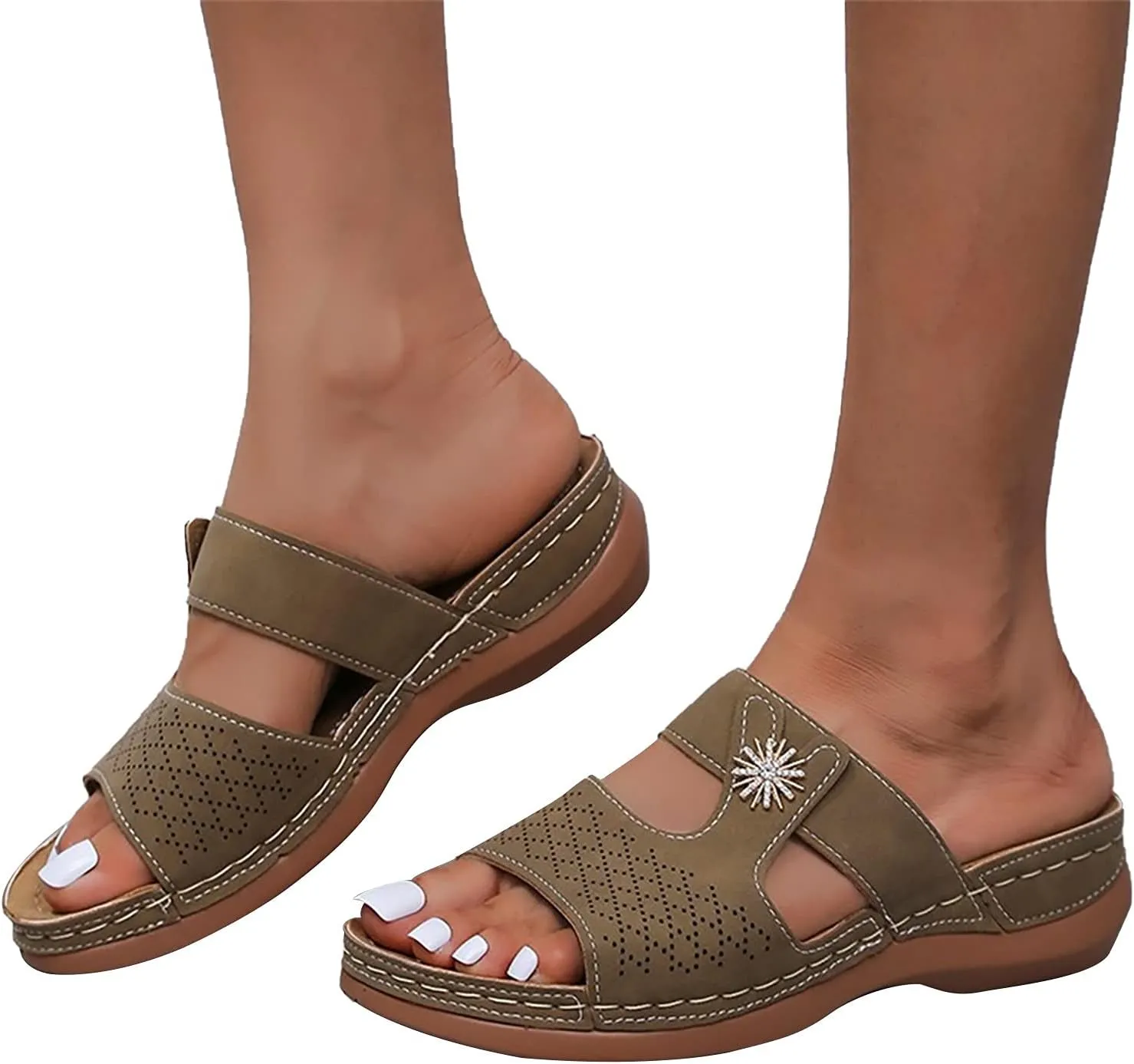 Women's Flatform Sandals,Soft Sole Comfy Flats Platform Tassels Canvas Shoes Closed Toe Sandal Summer Casual Suede Loafers