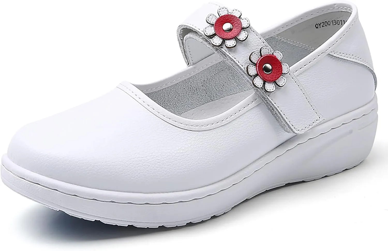 Womens Flower Orthopedic Platform Mary Jane Walking Shoes Adjustable Hook and Loop Hollow Comfort Arch Support Wedge Nursing Shoes Casual Non-Slip Breathable Toning Rocker Shoes