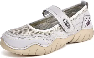 Women's Hollow Mesh Mary Jane Shoes Fashion Hand Stitching Lightweight Breathe Arch Support Non-Slip Sneakers Comfort Slip on Orthotic Casual Walking Shoes