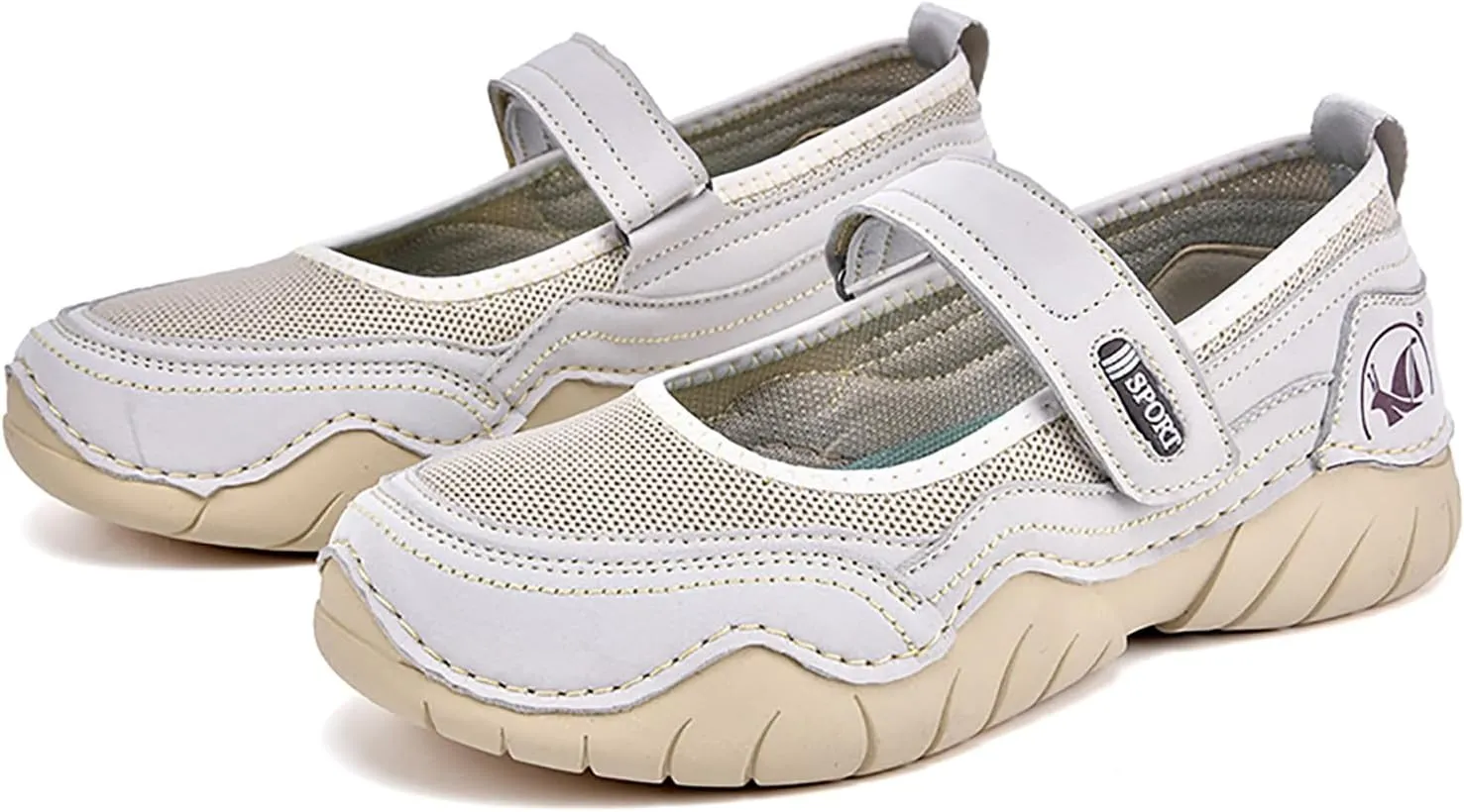 Women's Hollow Mesh Mary Jane Shoes Fashion Hand Stitching Lightweight Breathe Arch Support Non-Slip Sneakers Comfort Slip on Orthotic Casual Walking Shoes
