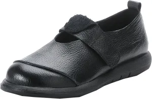 Women's Leather Platform Slip-On Mary Jane Love Shoes with Laces,Casual Soft-Soled Round-Toe Flat Shoes Suitable for Office, Driving and Walking