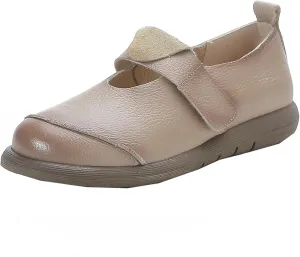 Women's Leather Platform Slip-On Mary Jane Love Shoes with Laces,Casual Soft-Soled Round-Toe Flat Shoes Suitable for Office, Driving and Walking