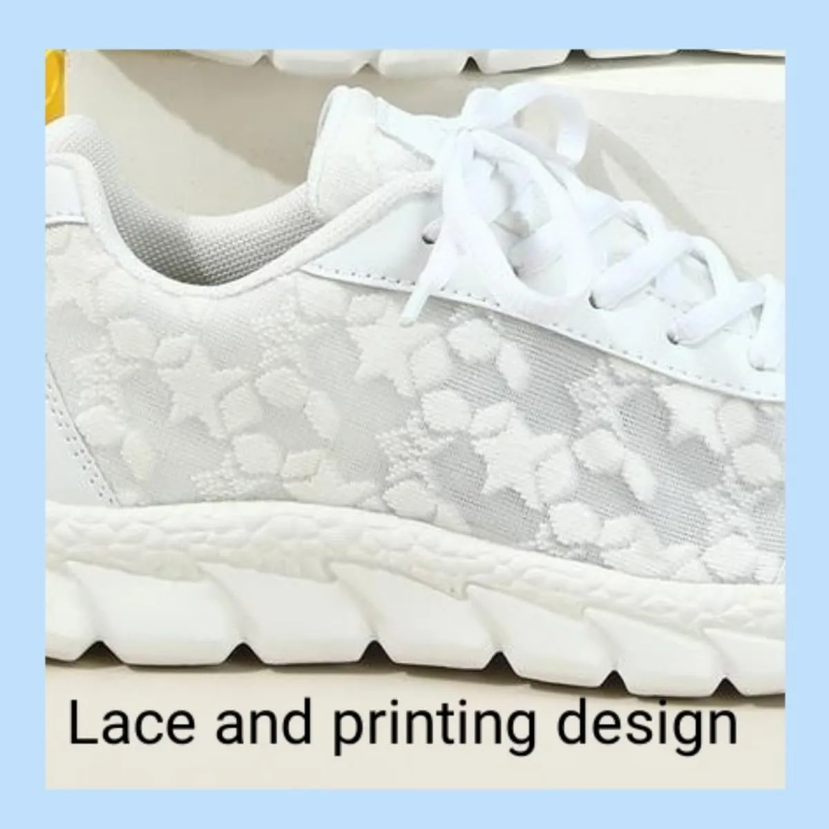 Women's Luxurious White Orthopedic Sneakers,Hollow Lace Print Sneakers,Breathable Mesh Shoes