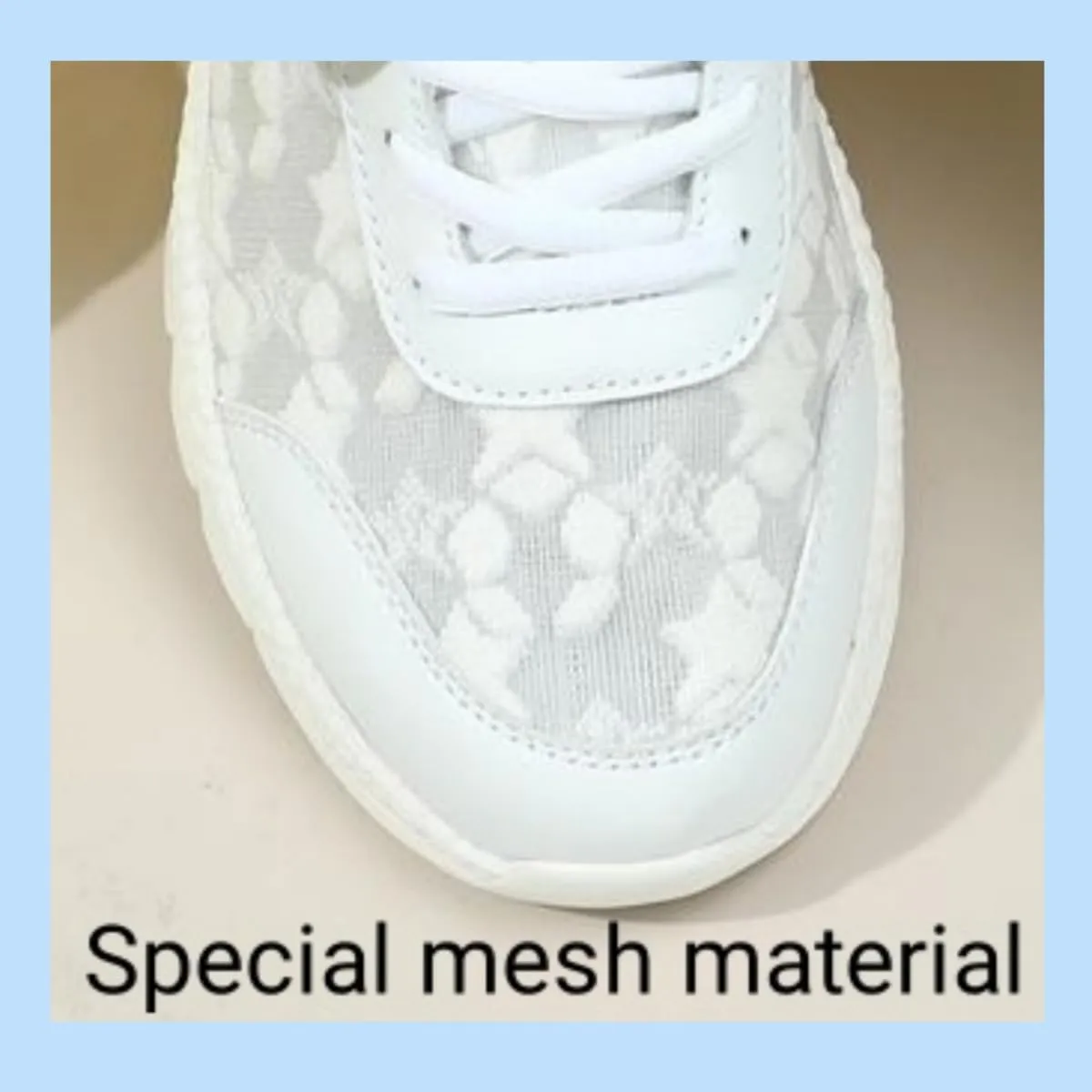 Women's Luxurious White Orthopedic Sneakers,Hollow Lace Print Sneakers,Breathable Mesh Shoes