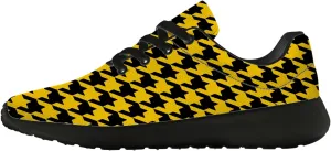 Womens Mens Cross Trainer Running Sneakers Lace Up Breathable Tennis Walking Shoes,Yellow Houndstooth,US Size 12 Women/10.5 Men
