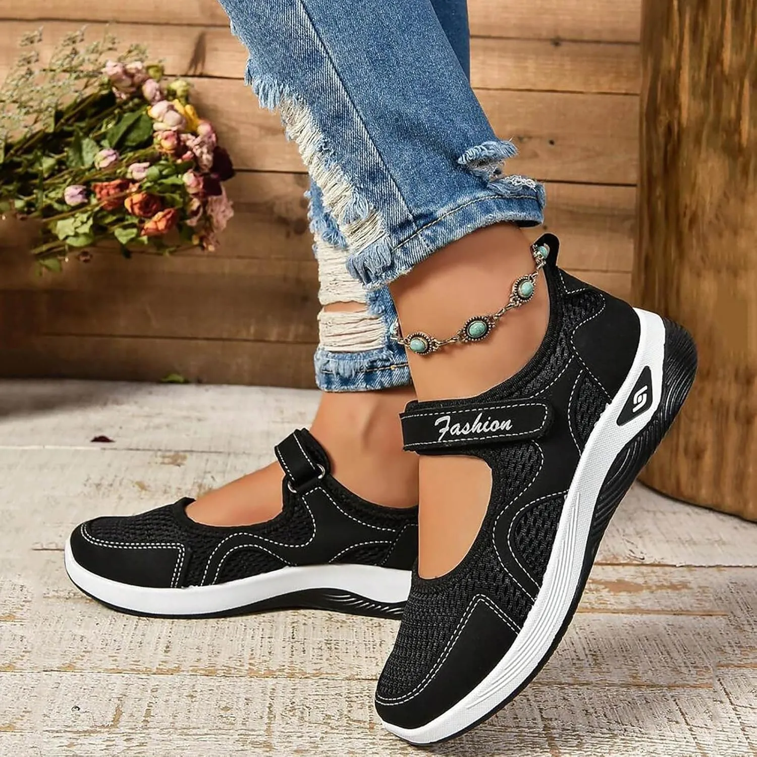 Women's Mesh Orthopedic Shoes Breathable Soft Shoes Arched Support Stretch Cushion Shoes Outdoor Fitness Shoes