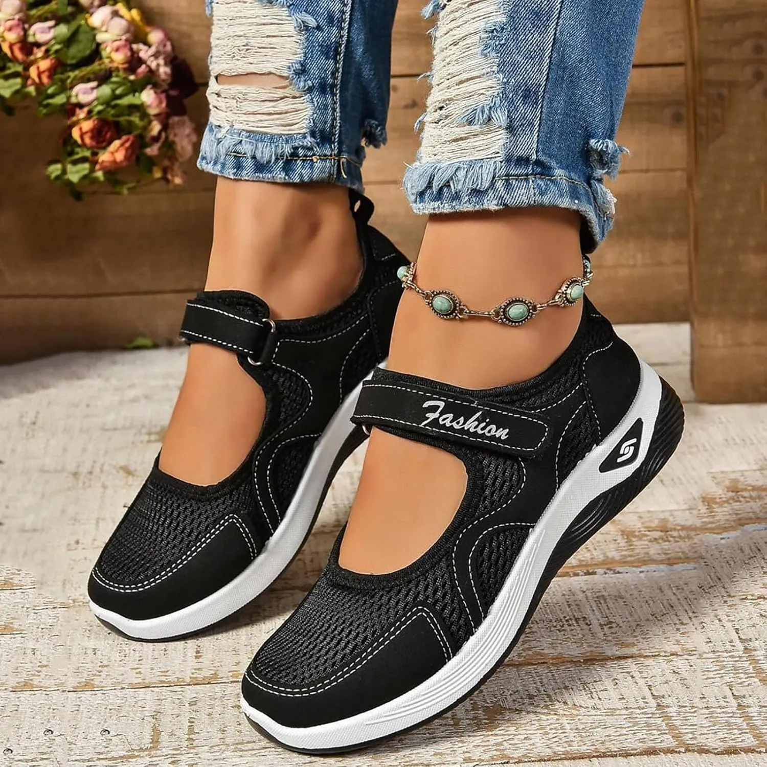 Women's Mesh Orthopedic Shoes Breathable Soft Shoes Arched Support Stretch Cushion Shoes Outdoor Fitness Shoes