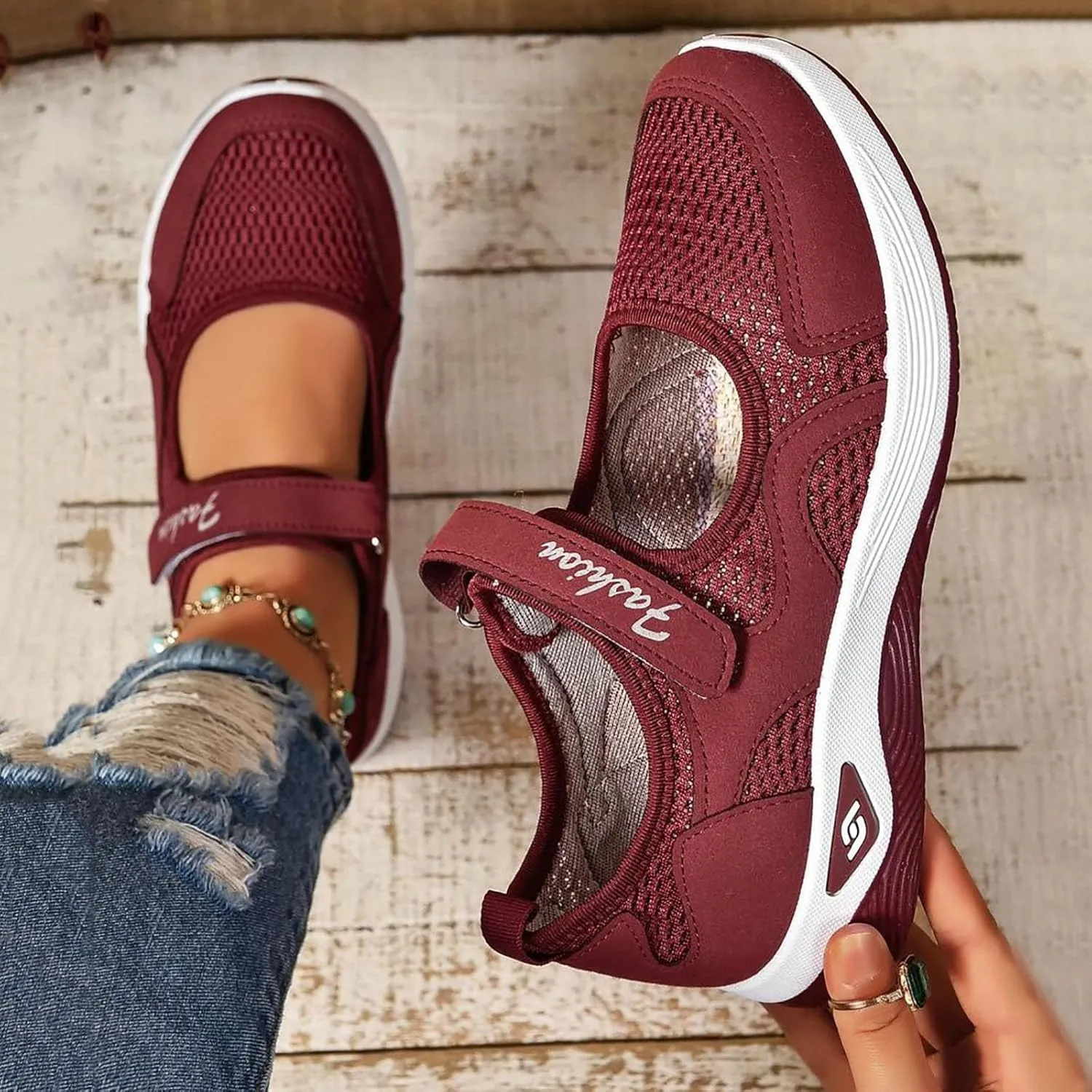 Women's Mesh Orthopedic Shoes Breathable Soft Shoes Arched Support Stretch Cushion Shoes Outdoor Fitness Shoes