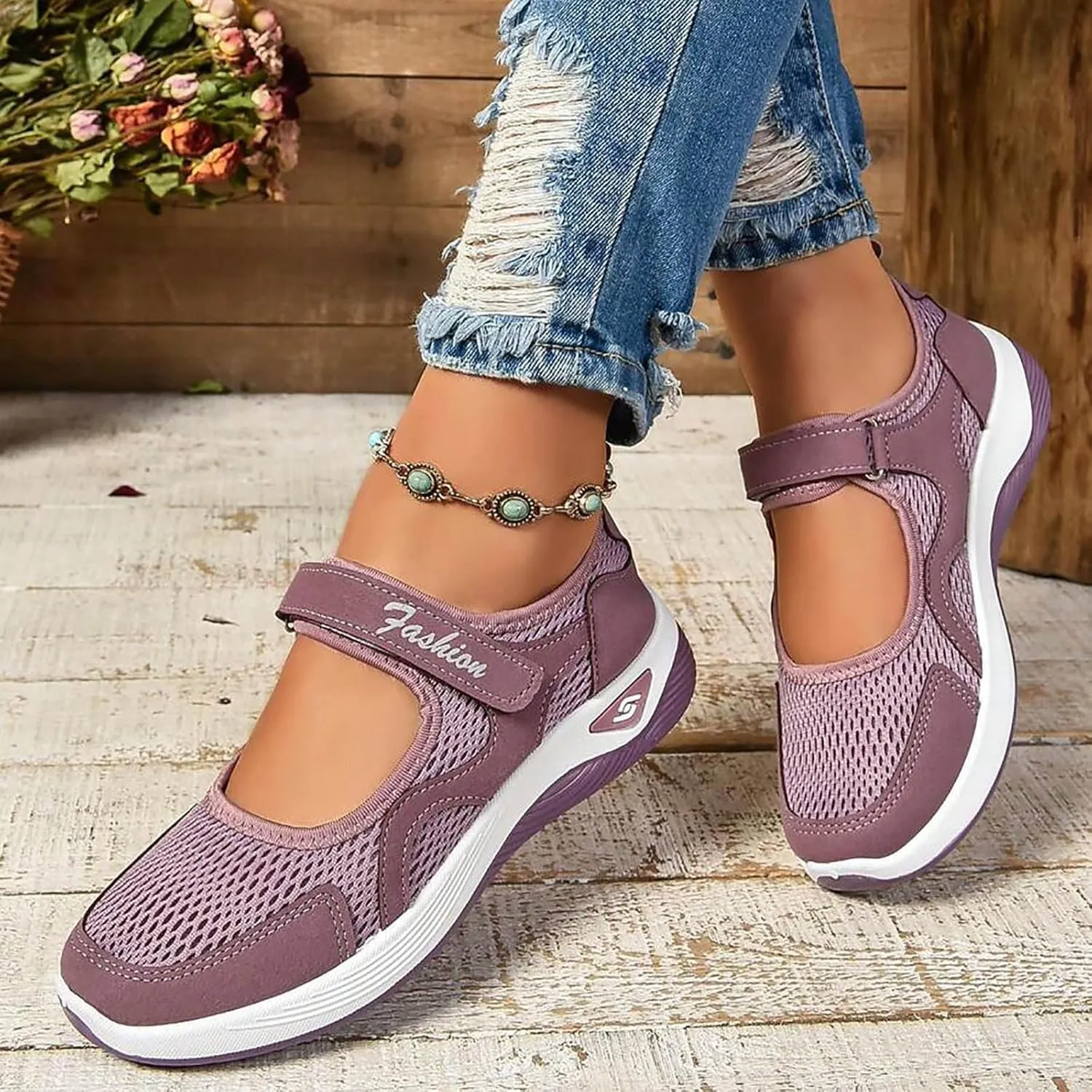 Women's Mesh Orthopedic Shoes Breathable Soft Shoes Arched Support Stretch Cushion Shoes Outdoor Fitness Shoes