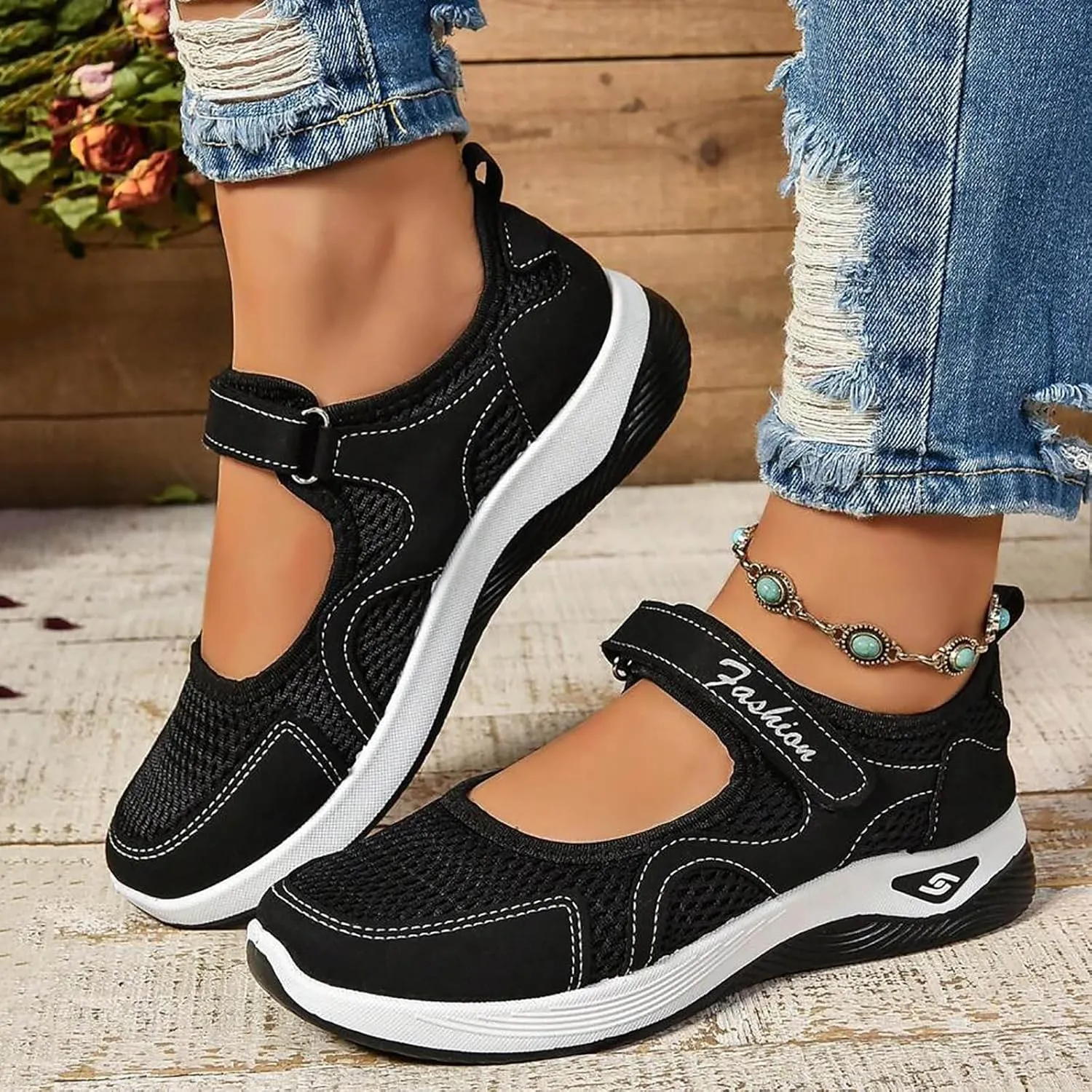 Women's Mesh Orthopedic Shoes Breathable Soft Shoes Arched Support Stretch Cushion Shoes Outdoor Fitness Shoes