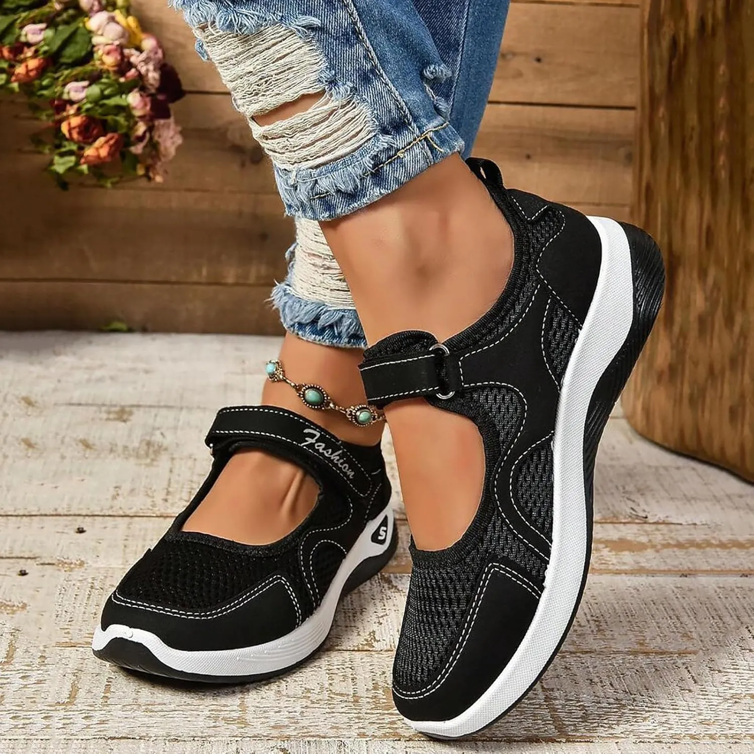 Women's Mesh Orthopedic Shoes Breathable Soft Shoes Arched Support Stretch Cushion Shoes Outdoor Fitness Shoes