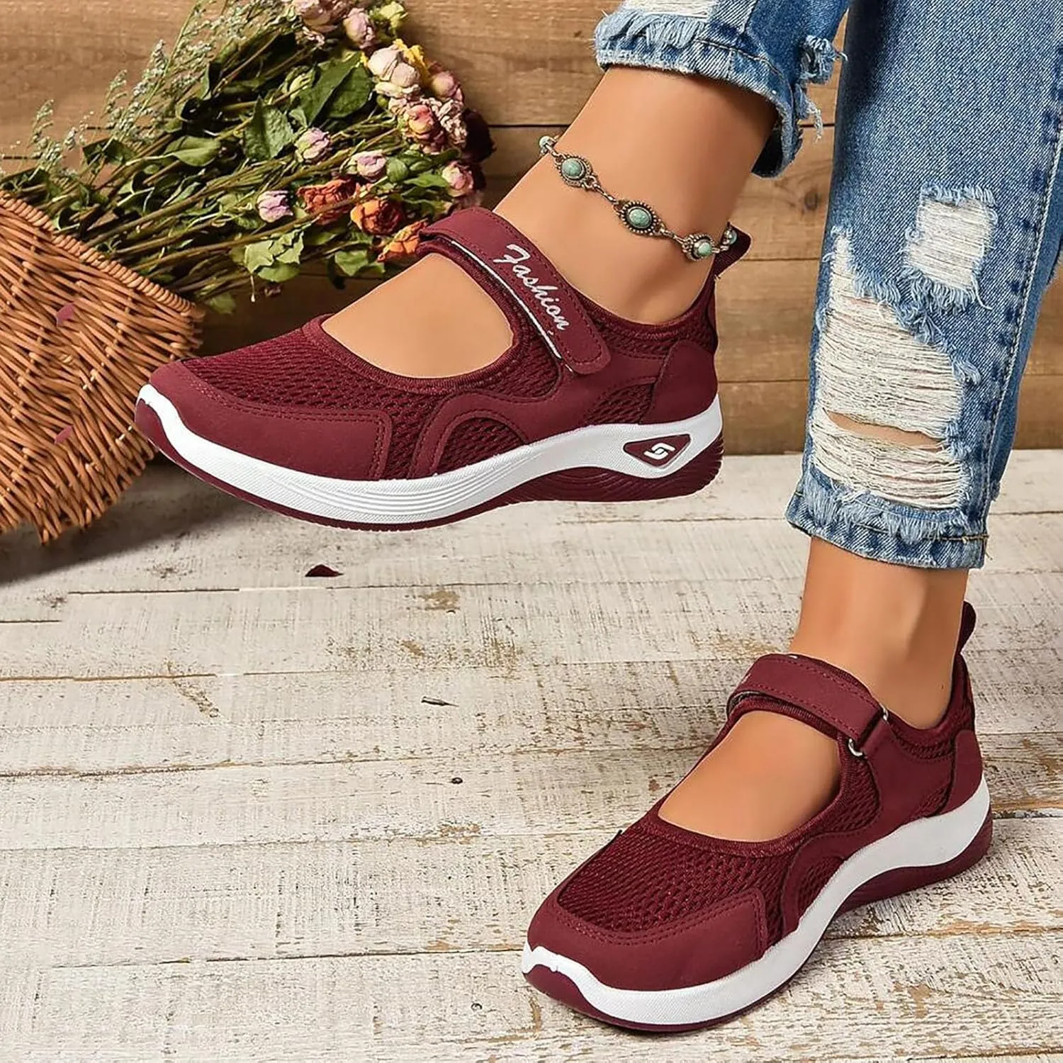 Women's Mesh Orthopedic Shoes Breathable Soft Shoes Arched Support Stretch Cushion Shoes Outdoor Fitness Shoes